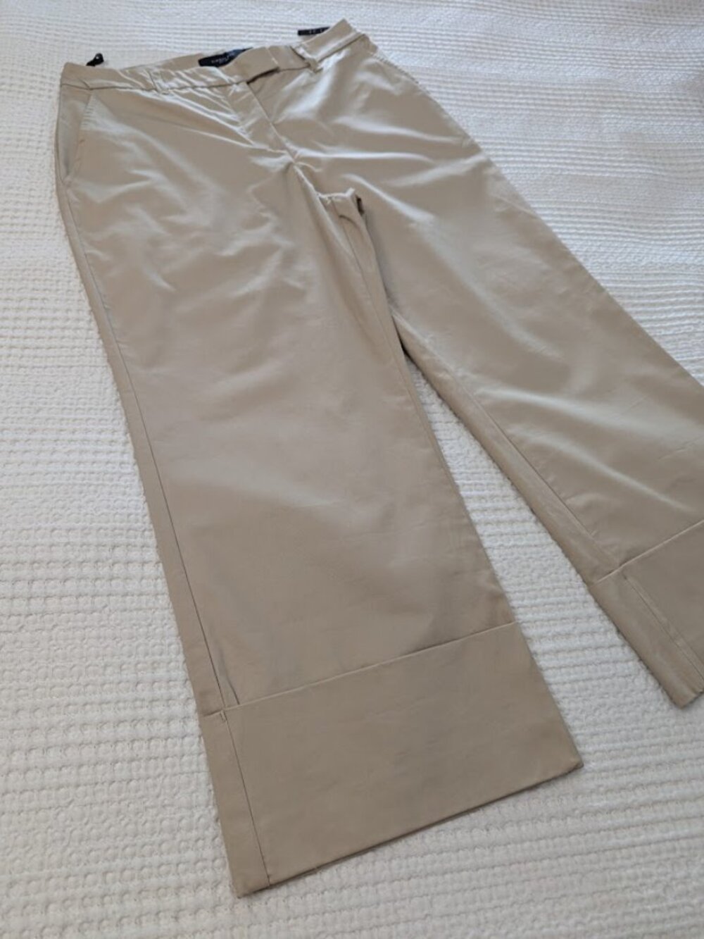 Culotte Pants Wide Leg Cotton Cropped Beige Casual Office Resortwear - Picture 2 of 14